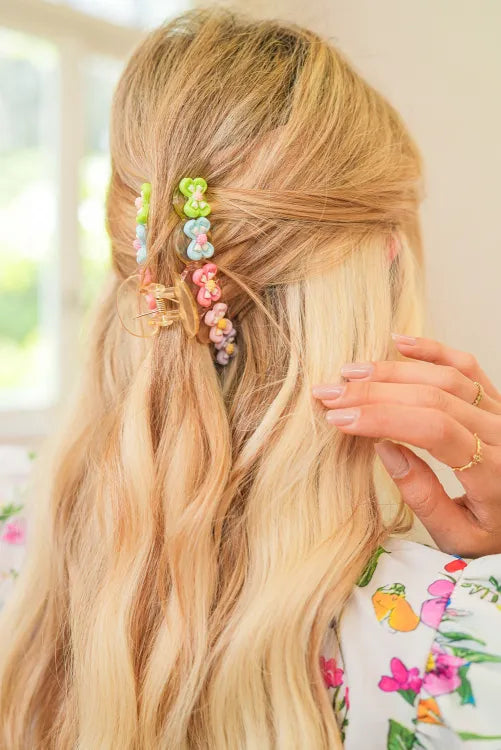 Pink Flower Bow Knot Decor Large Hair Clawclip