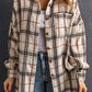 Oversized Plaid Pattern Shacket with Slits