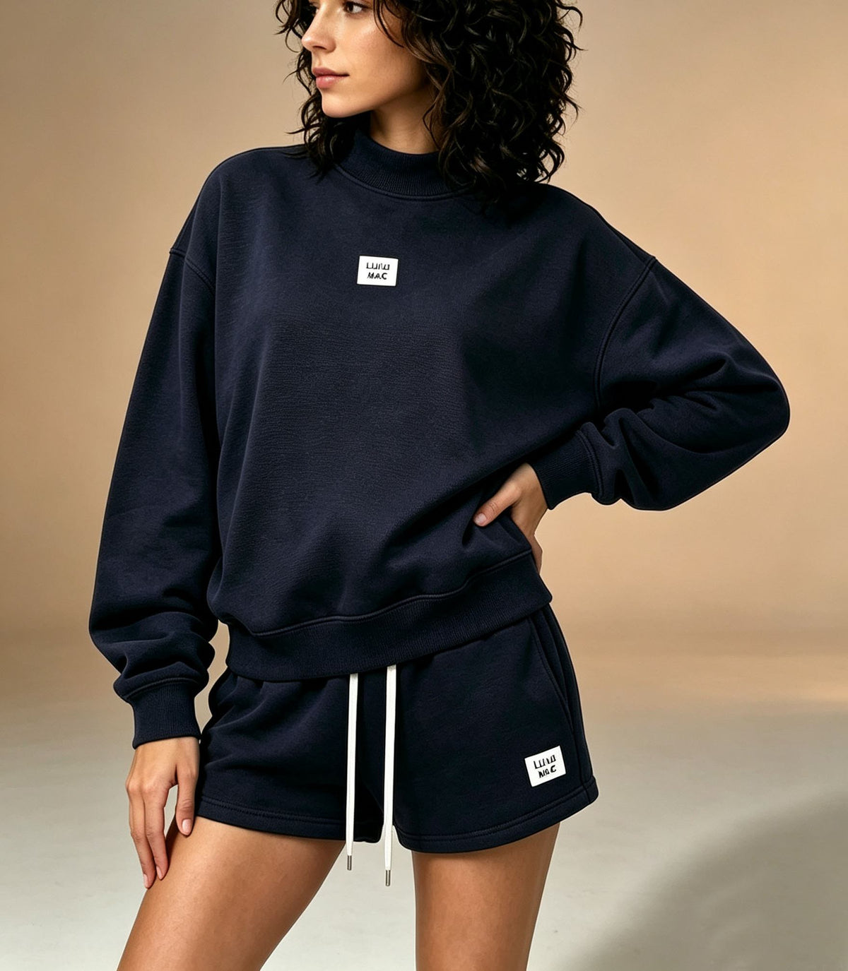 High-neck Top and Shorts Set