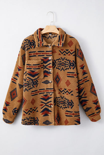 Western Aztec Pattern Fleece Shacket