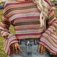 Striped Wide Sleeve Cropped Top