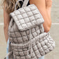Solid Flapped Quilted Puffer Backpack