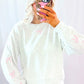 Girly Bow Embroidered Detail Puff Sleeve Pullover 2pcs Short Set