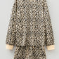 Leopard Print Contrast Trim Long Sleeve Pullover Drawstring Shorts 2pcs Outfit