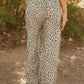 Leopard Drawstring Elastic Waistband Loose Pants