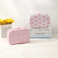 Clear PU Cosmetic Bag Pink Ribbon Toiletry Bag