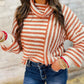 Stripe Cowl Neck Drop Shoulder Sweater