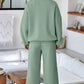 Drop Shoulder Zip Up Jacket Drawstring Pants Active 2pcs Set
