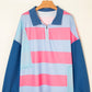Stripe Colorblock Patchwork Zip up Plus Size Pullover