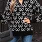 Cute Bow Pattern Drop Shoulder Zipped Collar Sweater