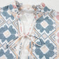 Geometric Print Tassel Tie Split Neck Balloon Sleeve Blouse