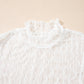 Sheer Mesh Patterned Lettuce Trim Slim Long Sleeve Top