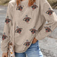 Twisted Ribbed Sequined Thanksgiving Turkey Graphic Baggy Sweatshirt