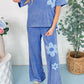 Floral Patch Exposed Seam Raw Edge Pants Set