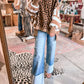 Block Patchwork Leopard Casual Sweatshirt with Slits