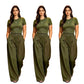 A-Short-sleeve wide-leg trouser set(Q6343)