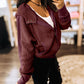 Splicing Zip Up Front Button Hooded Jacket