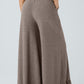 Ruffled Wide Leg Pull On High Waist Pants with Pockets