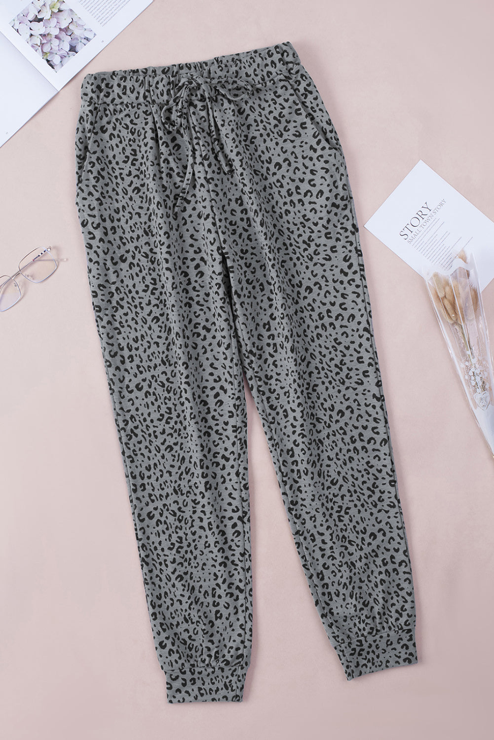 Leopard Elastic Waist Casual Joggers