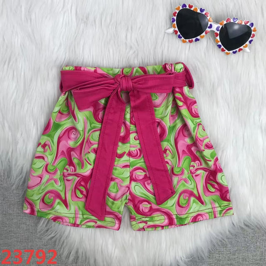 Bowknot floral print casual shorts summer