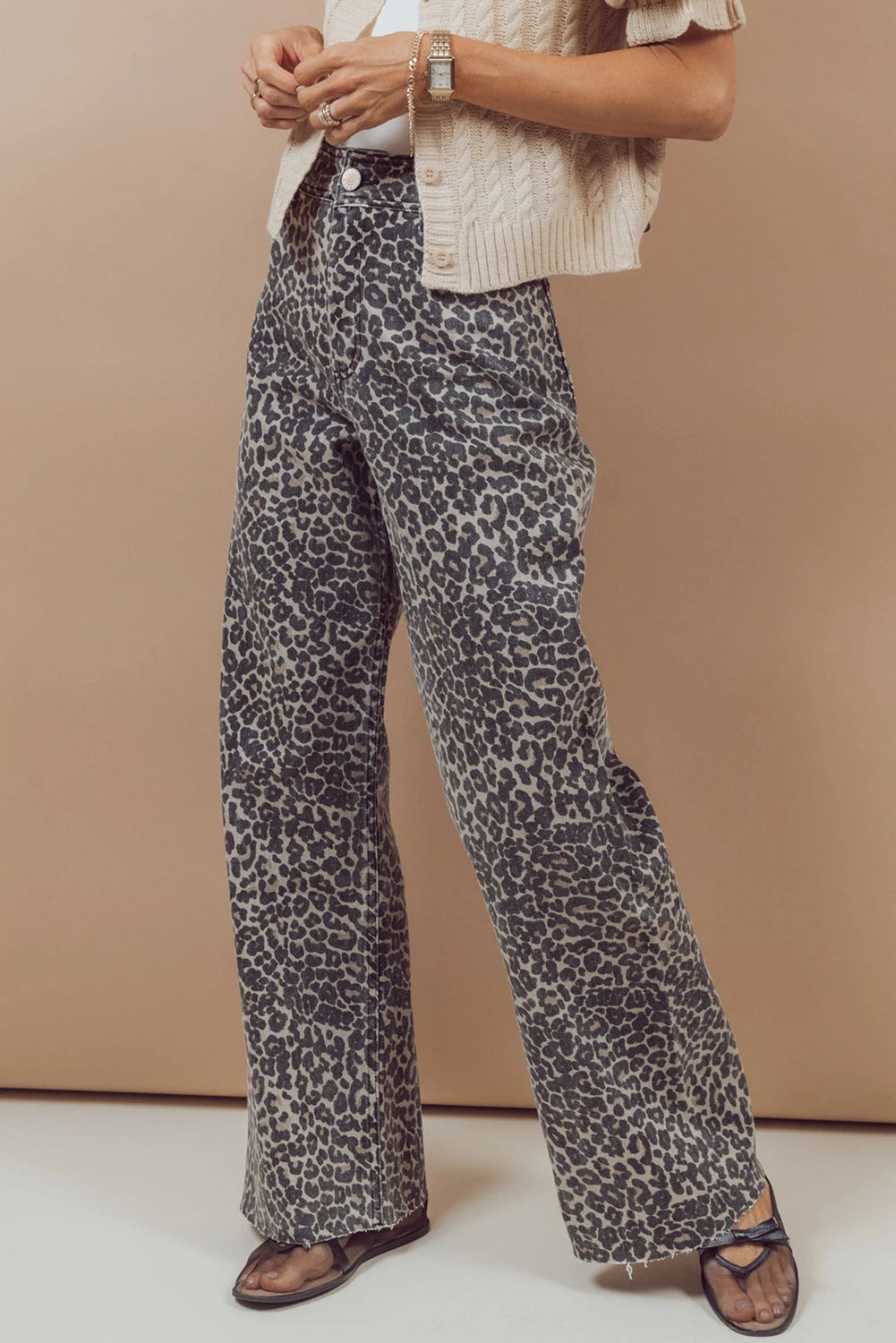 Print Wide Leg High Waist Jeans