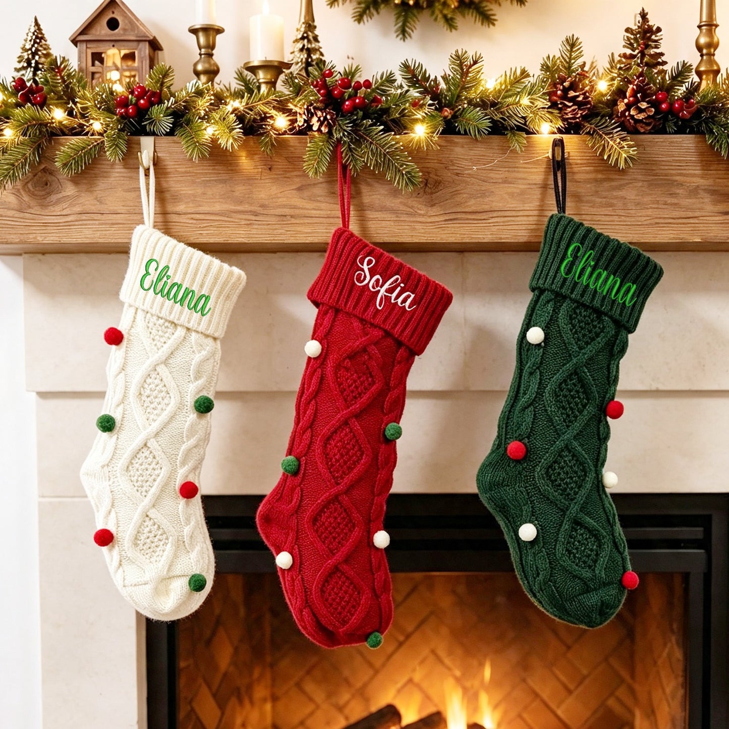 Custom Embroidered Name Polka-Dot Christmas Stocking