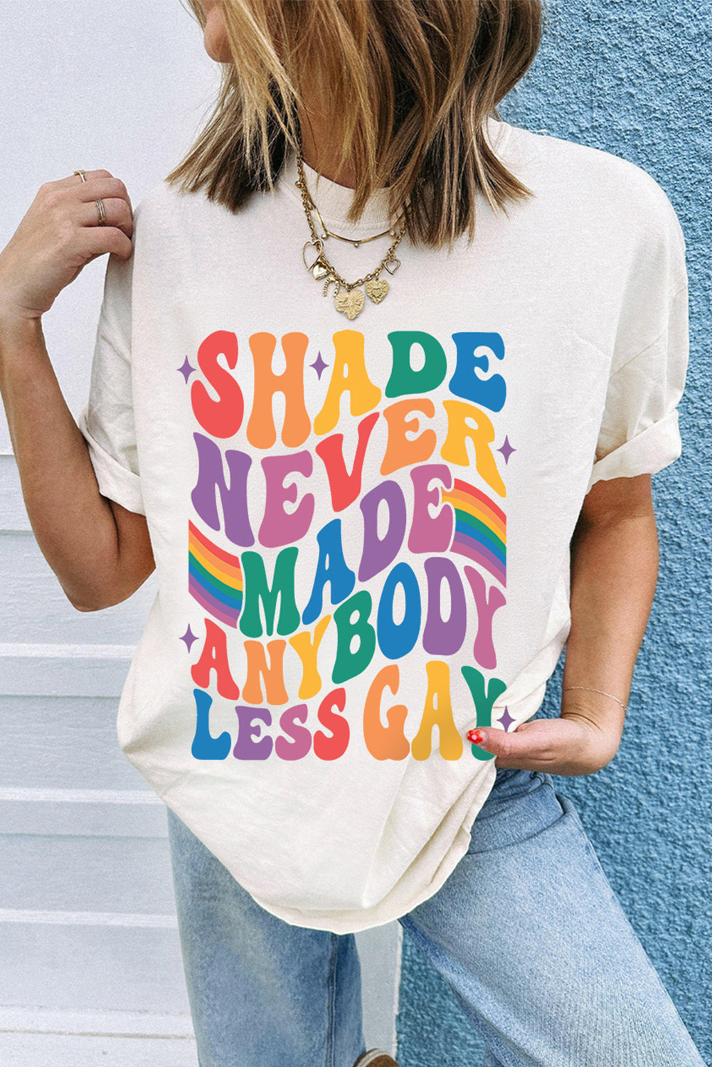 SHADE NEVER MADE ANYBODY LESS GAY Pride Graphic Tee