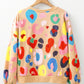 Multicolor Leopard Printed Drop Shoulder Pullover Sweatshirt