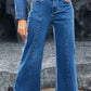Plain Seam Detail Flared Bottom Ankle Length Jeans