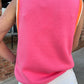 Contrast Trim Pearl Detail Sweater Tank Top