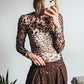 Leopard Round Neck Long Sleeve Slim Top