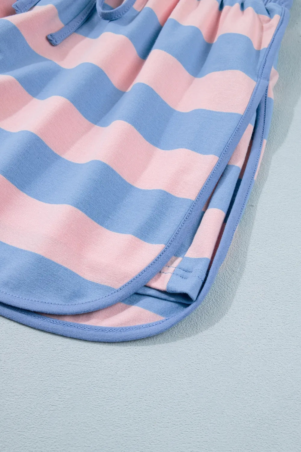 Stripe Dolman Tee Drawstring Skort Athletic 2pcs Set