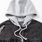 Drawstring Hooded Frayed Denim Jacket