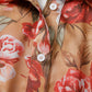 Vintage Floral Print Shirt Style Half Button Long Sleeve Ruffle Mini Dress