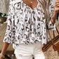 Leopard Ruched V Neck 3/4 Sleeve Blouse