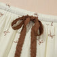 White Bow Print Lace Drawstring Casual Shorts