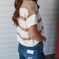 Stripe Dropped Short Sleeve Lightweight Knitted Top