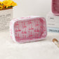 Clear PU Cosmetic Bag Pink Ribbon Toiletry Bag