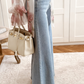 High Waist Button Zip Fly Bell Bottom Jeans