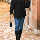 Cable Texture Puff Sleeve Loose Shacket