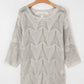 Hollow Out Knit 7/8 Sleeve Casual Sweater