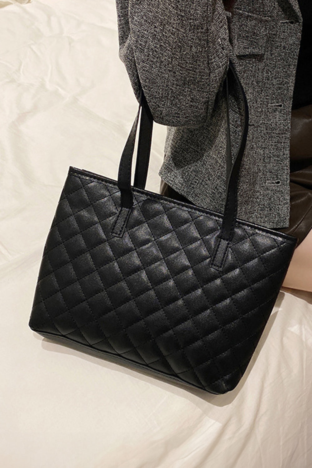 Quilted PU Leather Shoulder Bag