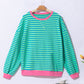 Oversized Contrast Trim Pullover Sweatshirt