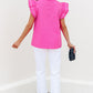 Contrast Scallop Trim Layered Short Sleeve V Neck Blouse