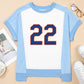 Number 22 Printed Color Block T Shirt