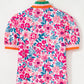Floral Print Contrast Striped Detail Short Sleeve Blouse