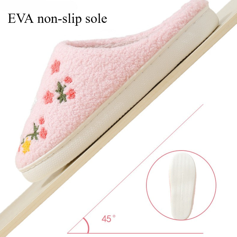 Cute Flowers Plush House Slippers
