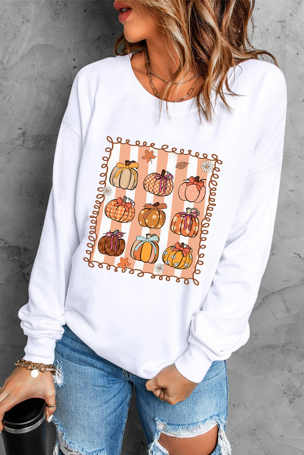 Fall Bow Pumpkin PNG Sublimation Graphic Sweatshirt