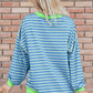 Stripe Contrast Trim Pullover Tunic Sweatshirt