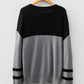 Block Knit Striped Sleeve Detail Casual Sweater